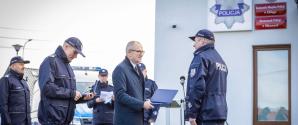 Otwarcie nowej siedziby Posterunku Policji w Młynarach z udziałem wiceministra Błażeja Pobożego